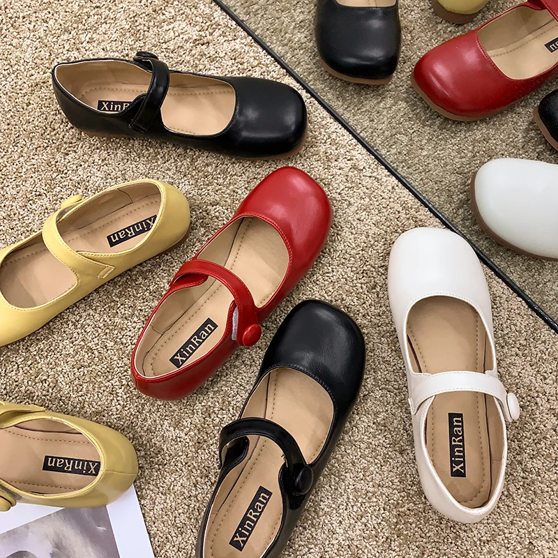 

Shoes Woman Flats Oxfords Square Toe British Style Casual Female Sneakers Shallow Mouth Dress Leather Retro New Preppy Summer Ba