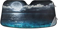 full moon sea night cloud lights car windshield sun shade romantic ocean scenic panorama sunshade reflective uv rays protector