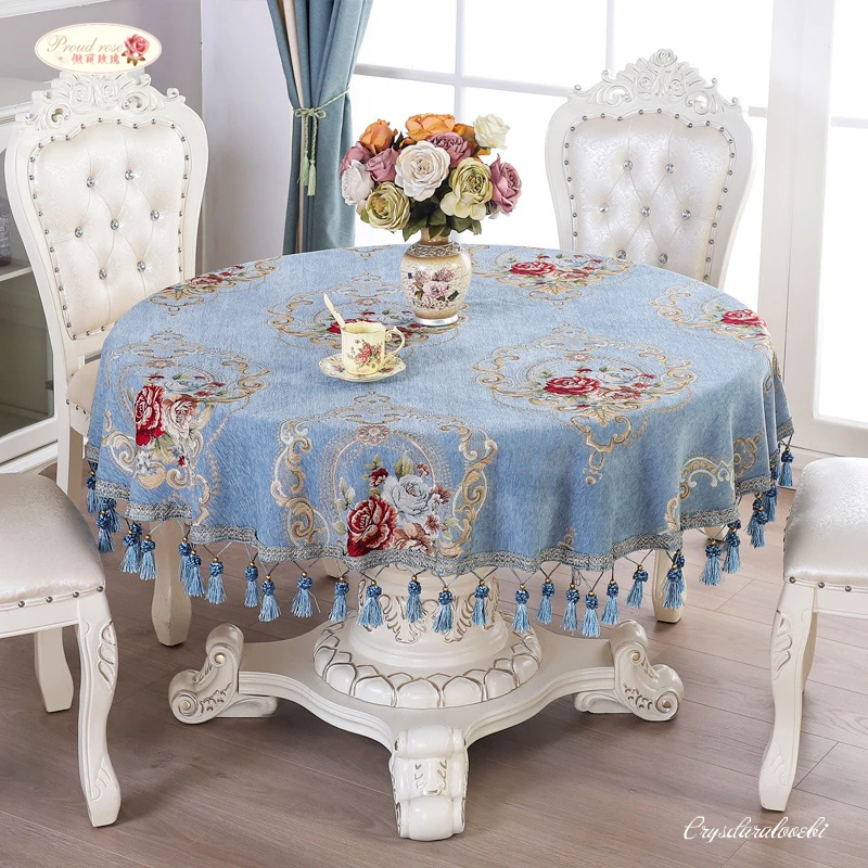 

Chenille Table Cloth European Round Tablecloths Pendant Thicken Tea Table Cover Customized Hotel Supplies