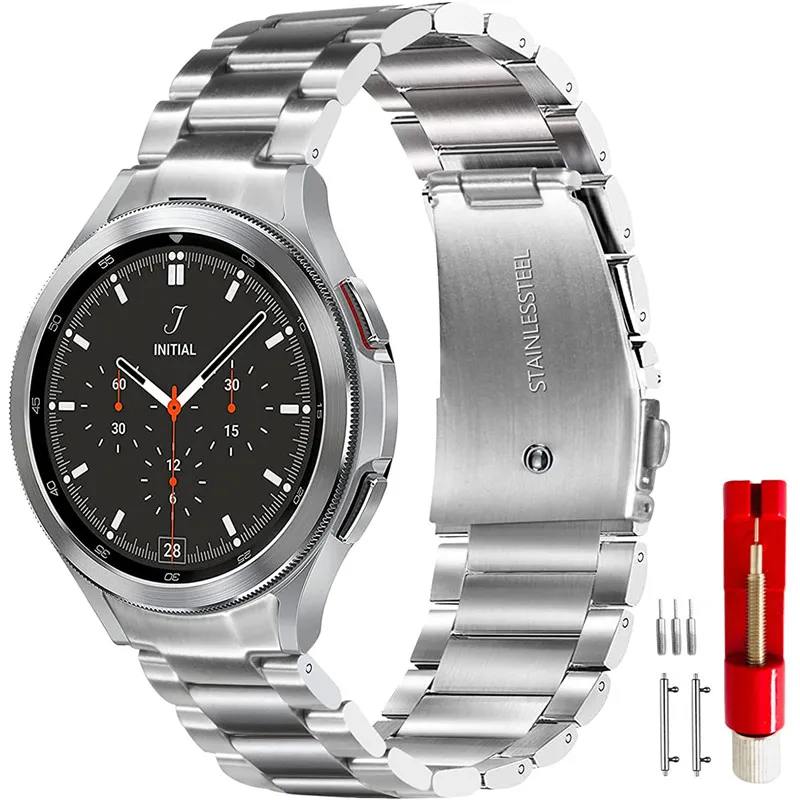 

No Gaps Stainless Steel Band for Samsung Galaxy Watch 4 Classic 46mm 42mm/Watch4 5 pro 44mm 40mm Strap Curved End Metal Bracelet