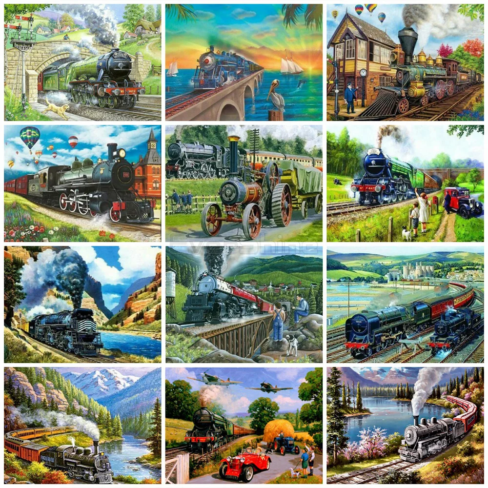 

EverShine алмазная вышивка полная выкладка поезд картины стразами алмазная мозаика рукоделие подарок декор для дома