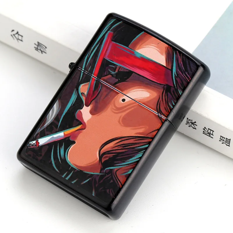 

Cool Smoking Lady Colorful Print Metal Shell For ZP Kerosene Gasoline Lighter Universal Replace Outer Protect Case Women Gifts