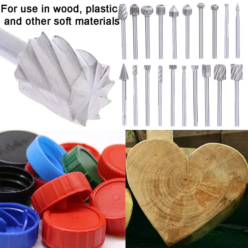 20pcs Tungsten Carbide Rotary Point Burr Die Grinder Shank S