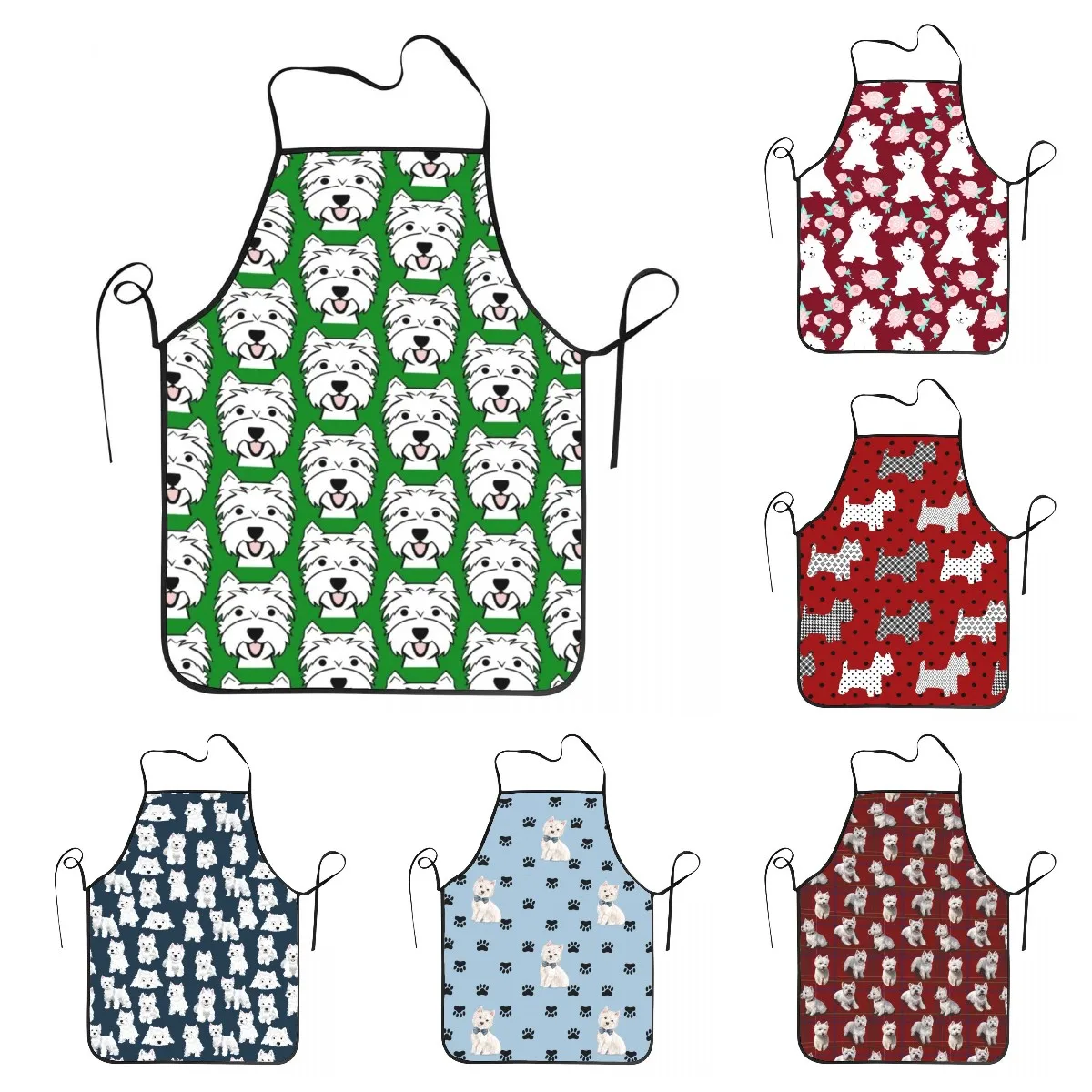 

Фартуки для щенков West Highland White Terrier для женщин и мужчин, фартуки Westie для взрослых, унисекс, кухонный шеф-повар, фартук, кухня для готовки, выпеч...