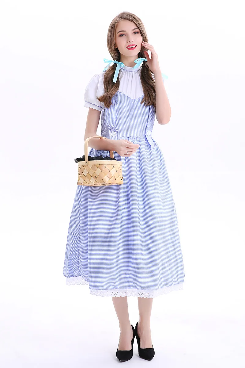 

Primary Kid Girls Wizard Of Oz Dorothy Peasant Costume Child One Piece Dress Child Group Cosplay Clothing For Little Girls 4-11T