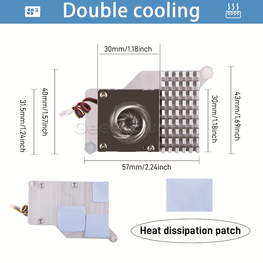 Raspberry Pi 5 Вентилятор охлаждения официальный активный кулер алюминиевый радиатор