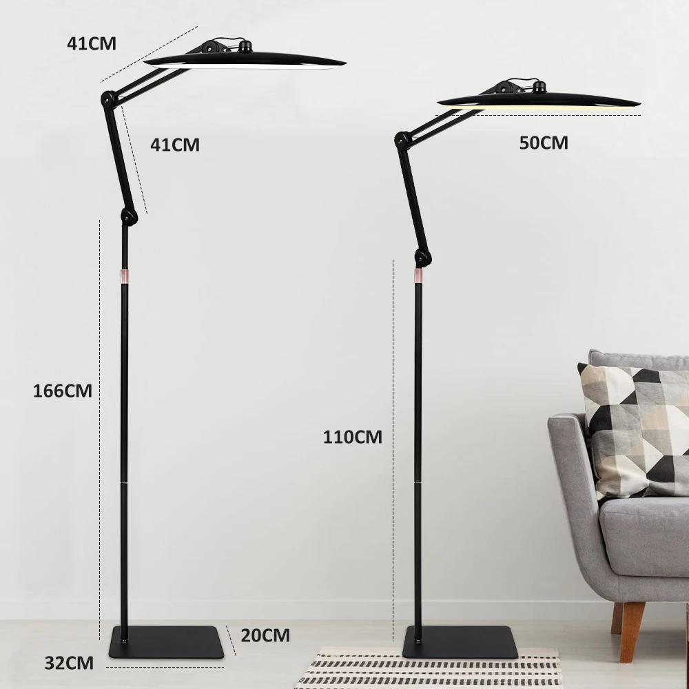 Металлический торшер с поворотным кронштейном