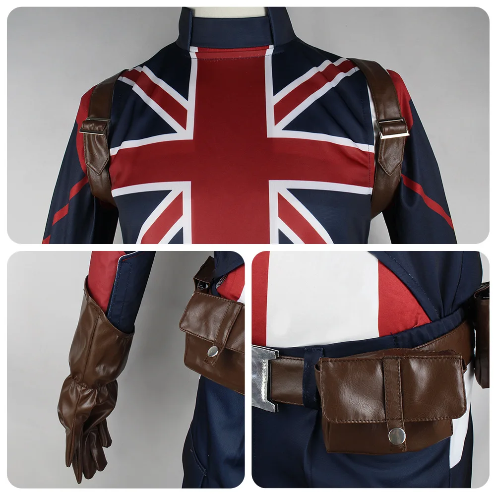 Что, если агент Картер Капитан Британия костюм для косплея набор топы жилеты брюки чехлы для обуви перчатки аксессуары костюм Хэллоуин проп.
