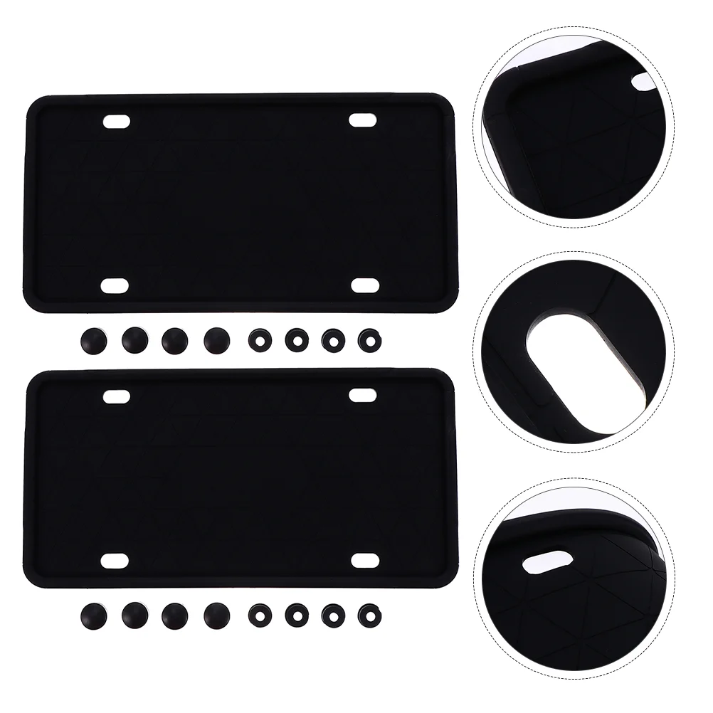 

2pcs Car Silicone License Plate Frame Scratch-proof Number License Plate Holder