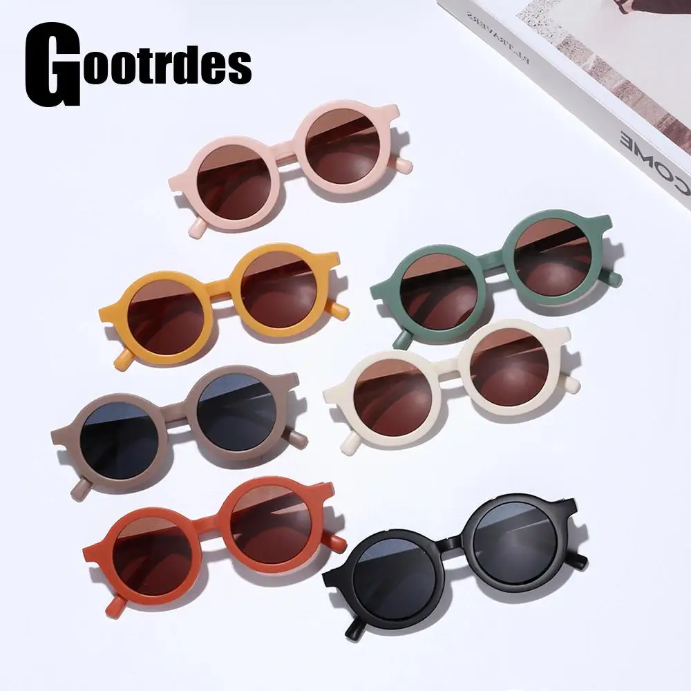 Летние Новые солнцезащитные очки для детей модные в круглой оправе стиле ретро с