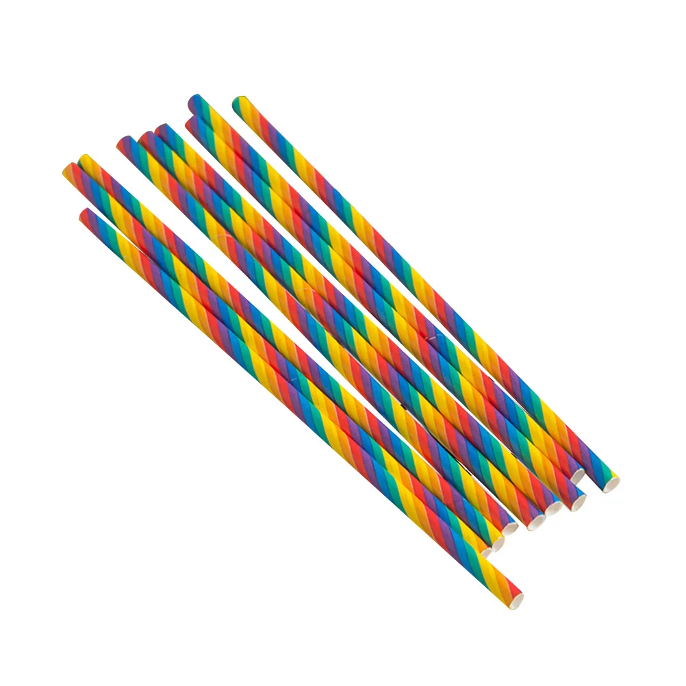 

100pcs Paper Straws Degradable Eco-friendly Disposable Rainbow Straws Paper Pipettes Drinking Straws for Birthday Dinner Event