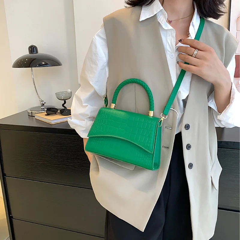 2023 Solid Pu Leather Shoulder Bag Fashion Designer Handbags Top Handle Bags For Women Casual Crossbody Bags Vintage Square Bag