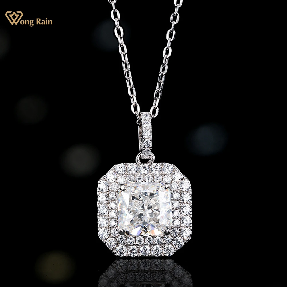 

Wong Rain Luxury 100% 925 Sterling Silver Crushed Ice Cut Lab Sapphire Necklace Pendant Fine Jewelry For Women Anniversary Gift