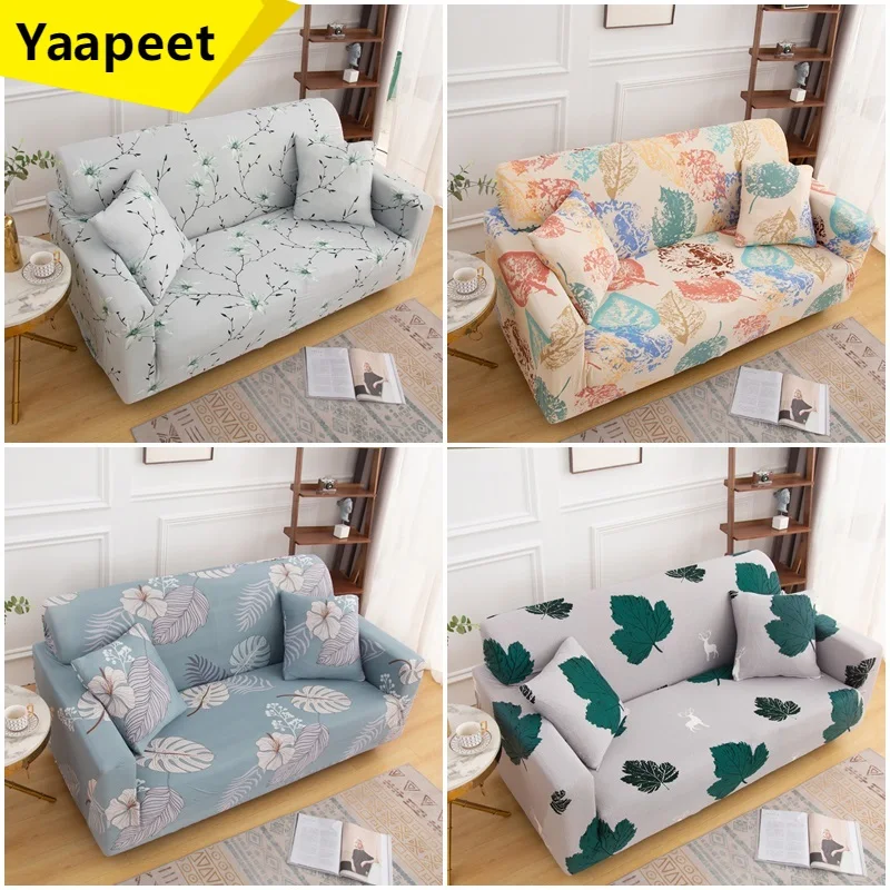 

1 2 3 4 Seater Leaves Flowers Sofa Cover Elastic Removable Sofa Skirt Slipcover for Living Room Sectional Corner L Sofa Covers