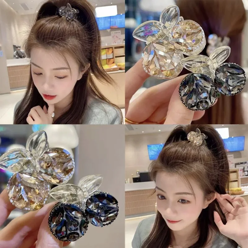 

Crystal Rhinestones Cherry Small Claw Clips Simple Elegant Side Hairpin Girl Broken Hair Bangs Barrettes High Ponytail Hairgrips