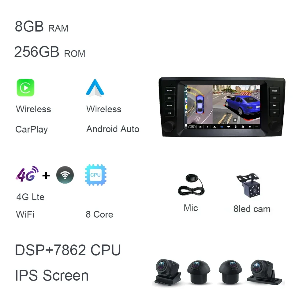 

8 "Carplay Android 14 8G + 128G 8-ядерный GPS автомобильный Android-плеер Wi-Fi мультимедийный для VOLVO S60 V70 XC70 XC90 2000 2001 2002 2003 2004