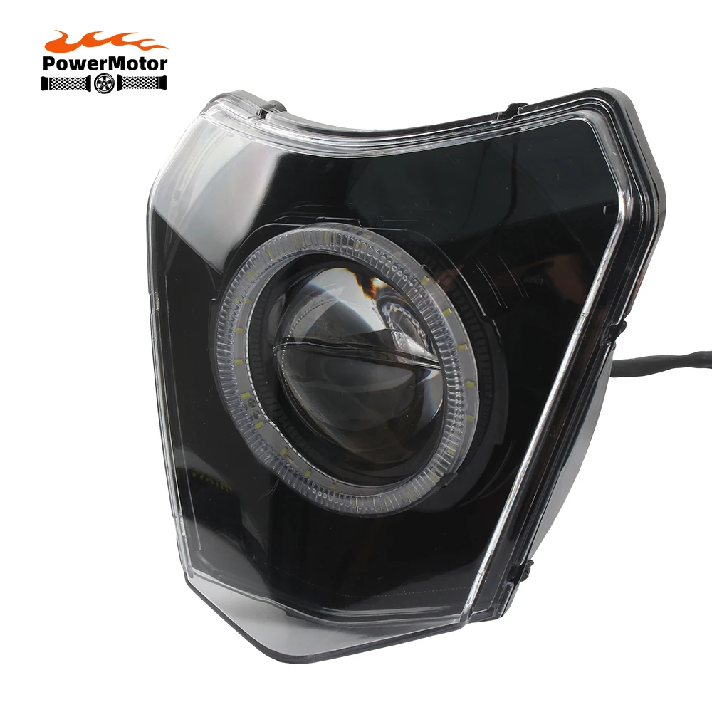 

New Round Headlight Motorcycle LED Motocross 12V Wick Headlamp Supermoto Fairing For KTM KLX EXC SXF MX Dirt Bike Enduro 2019