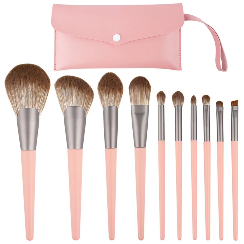 Bulk 10pcs/set  Pink Makeup Brushes Soft Custom Tools  Private Label Beauty for Face Concealer Powder Blusher Foundation