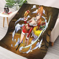popular animation one piece blanket cartoon character pattern thin blanket flannel portable home travel office blanket