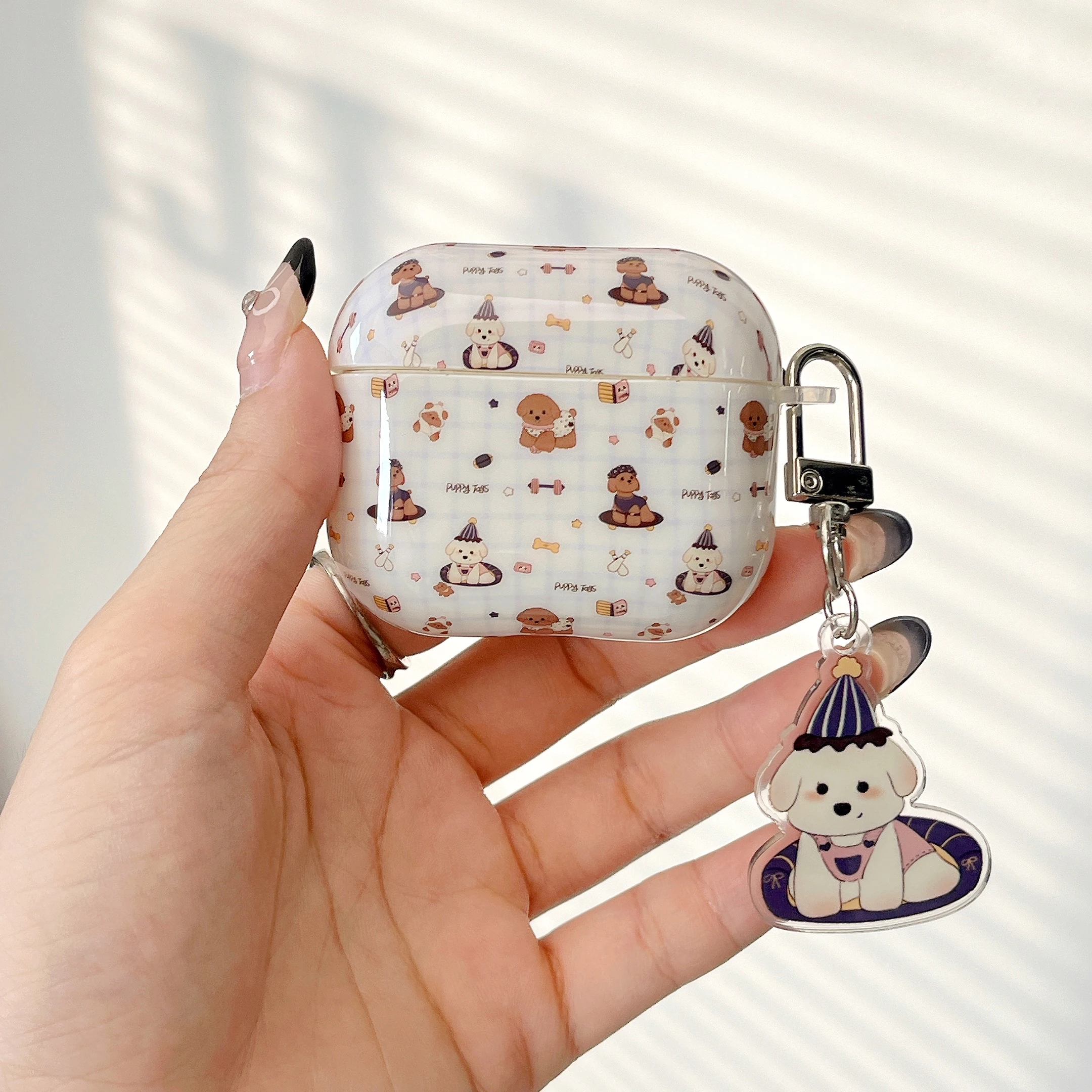 Для Airpods 4 3 2 1 Pro Custodia per auricolari con catena cani 3D пер протеzione della copertura Fundas scatola