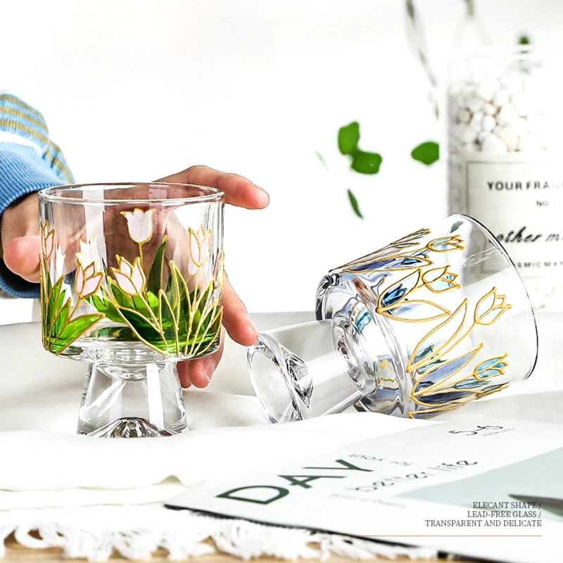 

Creative Colored Tulip Glass Cup, Lead-Free, Juice, Water, Coffee, Bar, Party Gift Supplies