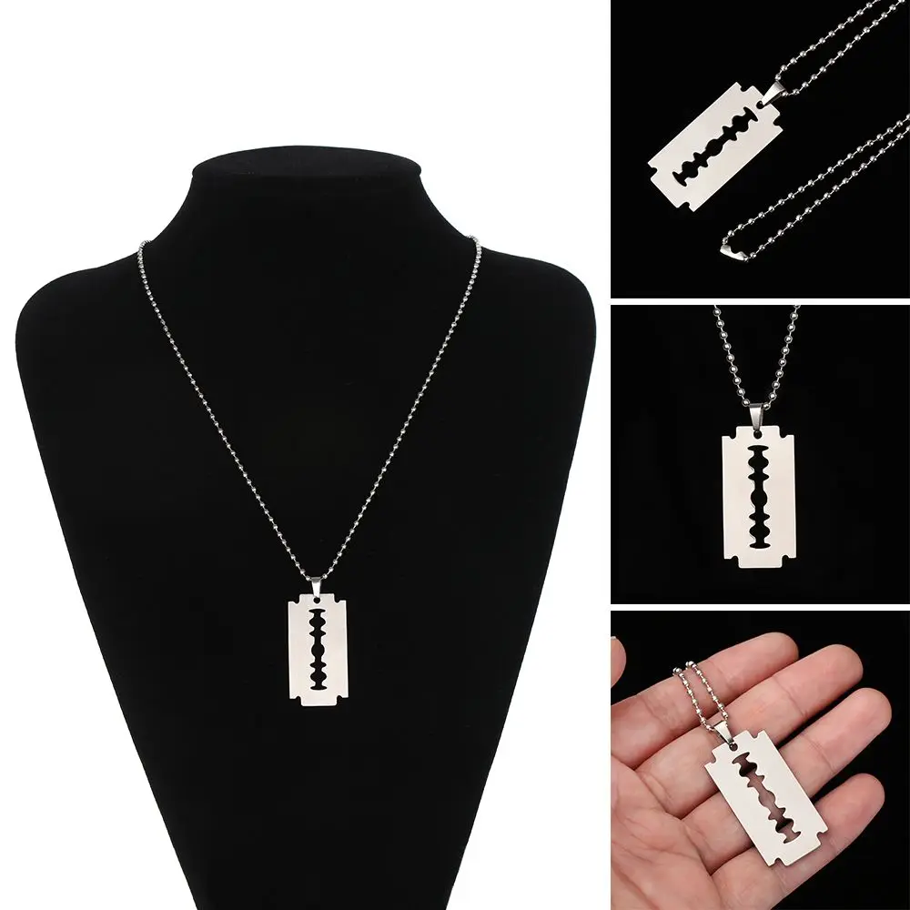 Новый панк-хип-хоп унисекс из нержавеющей стали с подвеской в форме лезвия бритвы