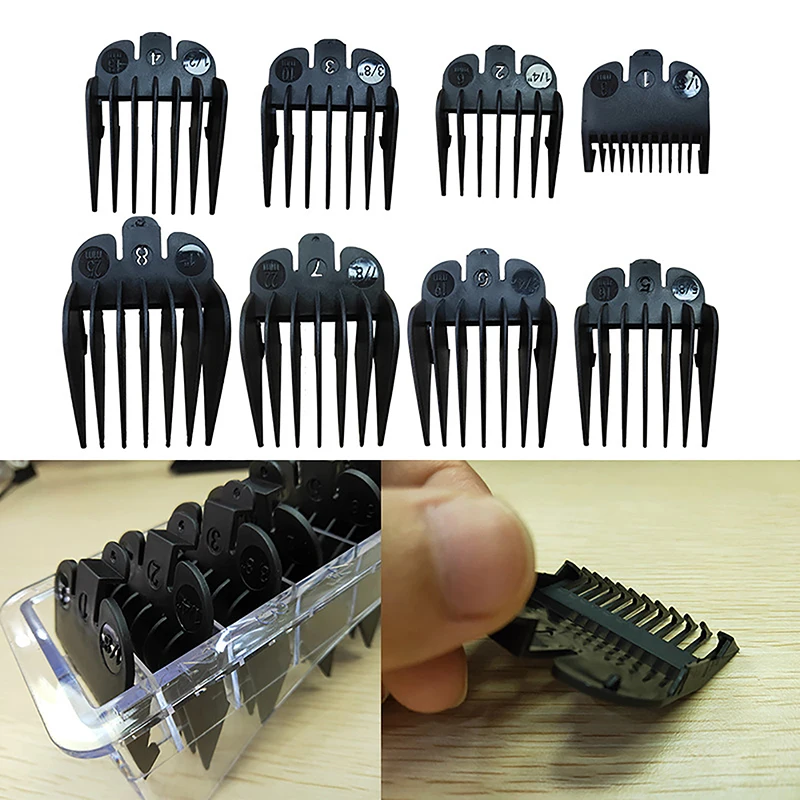 

8Pcs Universal Hair Clipper Limit Comb Guide Attachment Size Barber Replacement