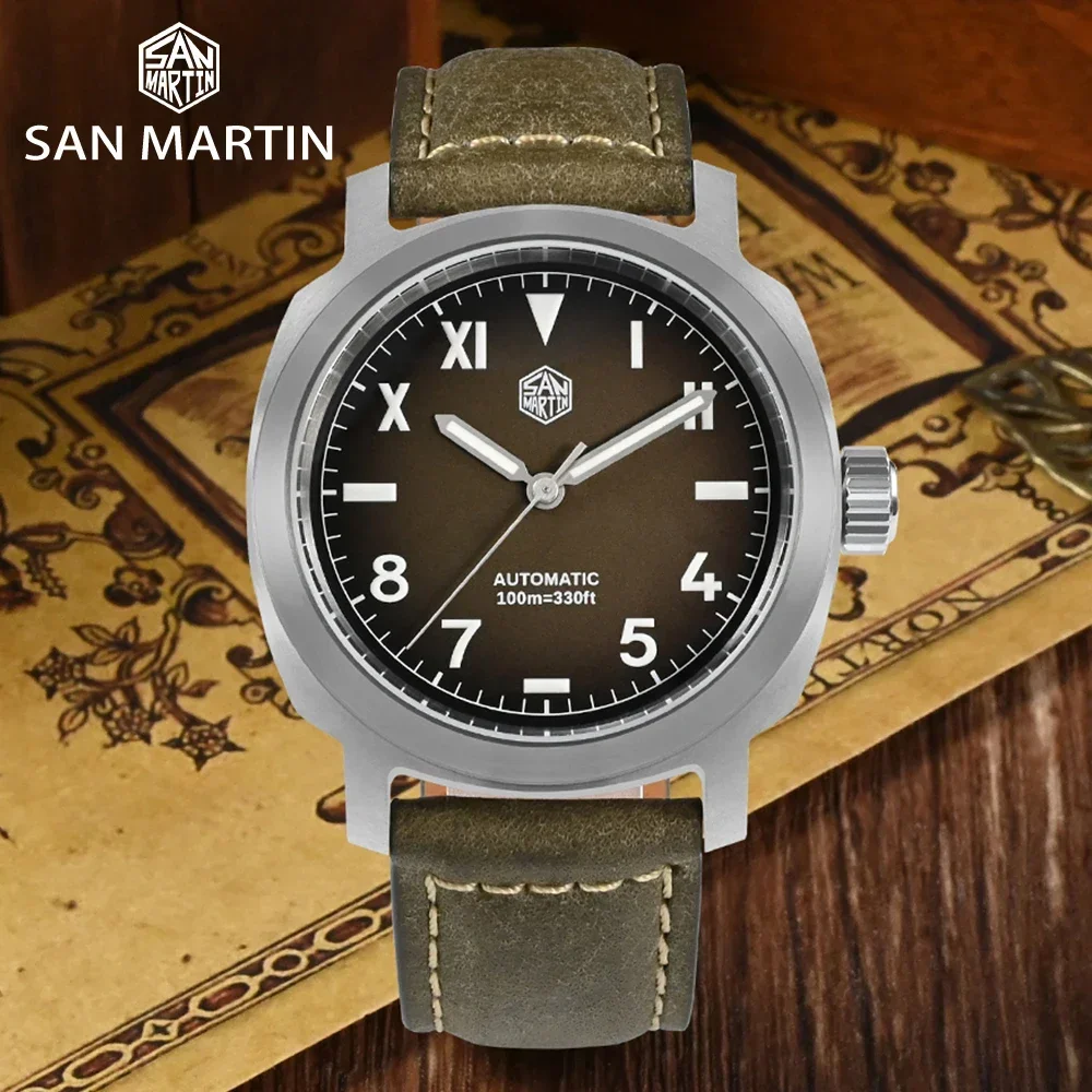 Фото San Martin SN0065 Мужские часы YN55A Механизм с сапфировым стеклом BGW-9 Светящийся градиент Коричневый циферблат 40 мм Автоматические механические часы №1