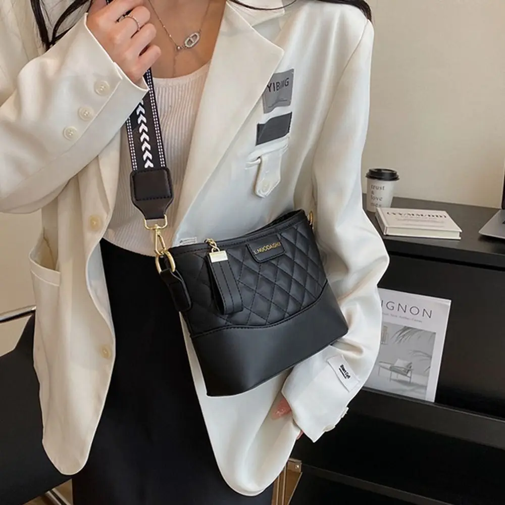 

Rhombus Rhombic Lattice Shoulder Bag Portable Pu Leather Crossbody Bag Handbag Underarm Bag Girls