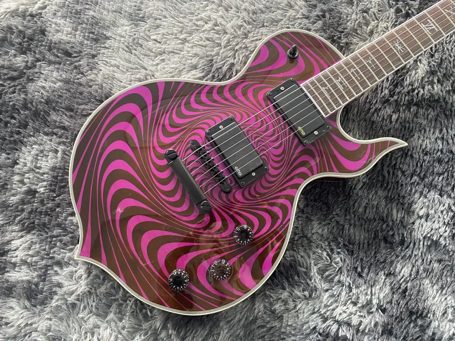 

Wylde Audio Barbarian HellFire Black Buzzsaw Purple Quilted Maple Top Electric Guitar Large Block Inlay, 3 Speed Knobs,