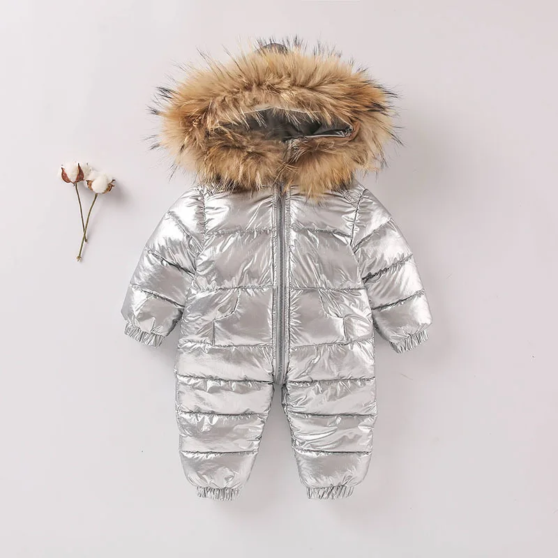 One-piece Thickened Detachable Fur-collar Romper Romper Baby One-piece Down Jacket for Boys and Toddlers