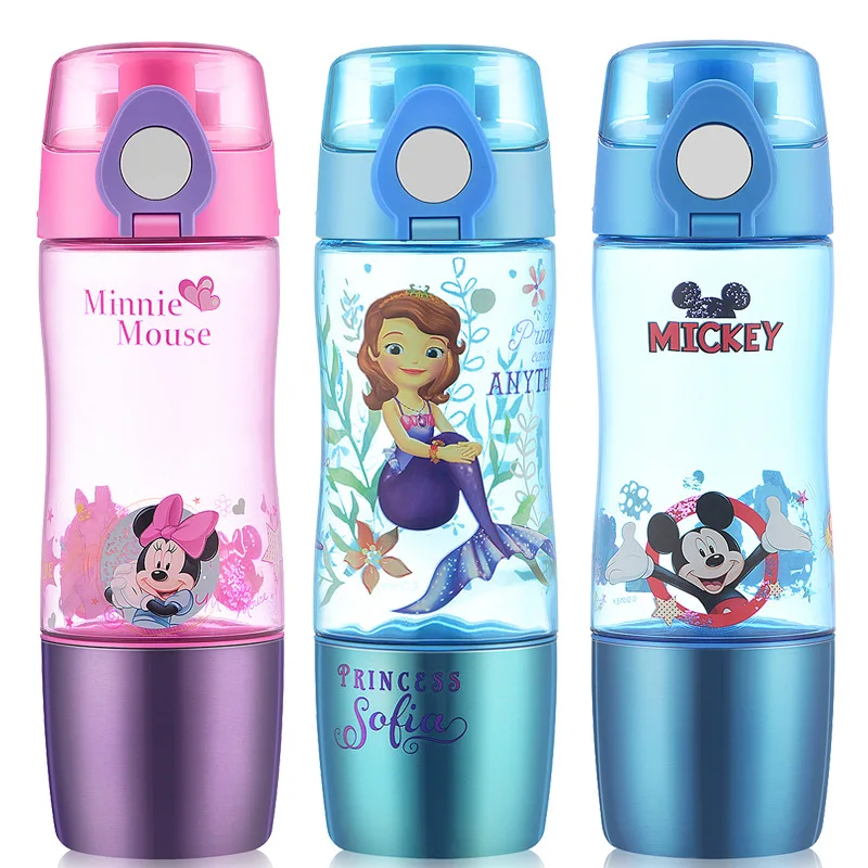 

Disney Mickey Minnie Cartoon princess Sophia Straight drinking cup kids cars school Multifunction water bottles kids gift