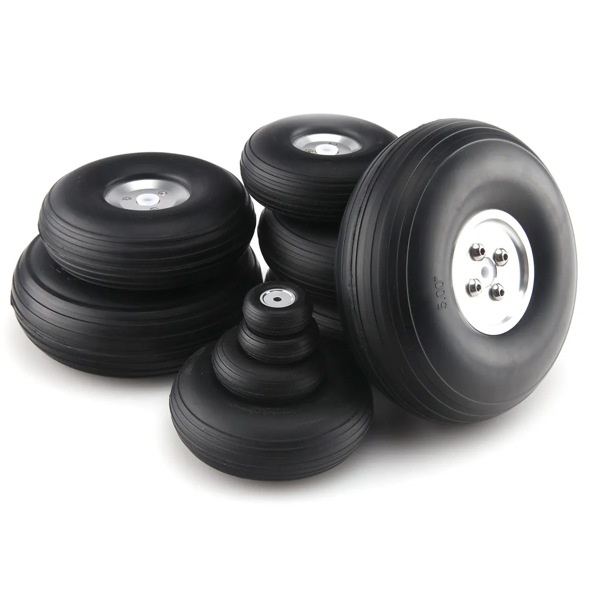 Фото 1 пара колес Sky-Fly RC из полиуретана с алюминиевой втулкой, многоразмерные, от 1 дюйма до 5 дюймов №1