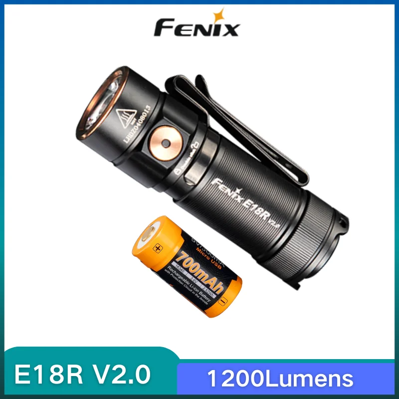 

Fenix E18R V2.0 Ultra-Compact Flashlight 1200Lumens Beam of 146 meters included ARB-L16-700P Rechargeable Battery