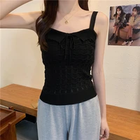 2022 summer tops female knitted slim sleeveless vest tank casual versatile tops bottoming shirt solid color sleeveless camis