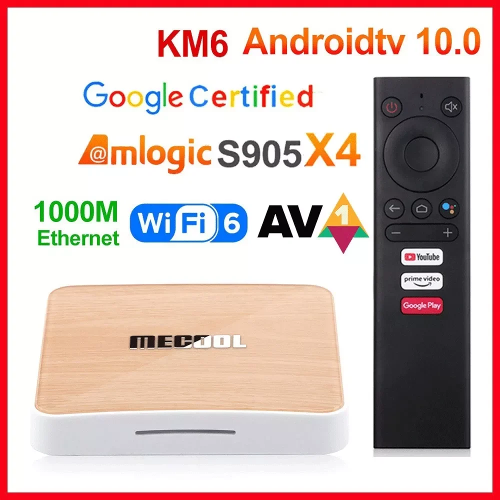 

KM6 Deluxe Smart TV BOX Android 10 Amlogic S905X4 Google Certified TVBOX 4GB 64GB Wifi6 AV1 BT5.0 4K Set Top Box 2GB 16GB