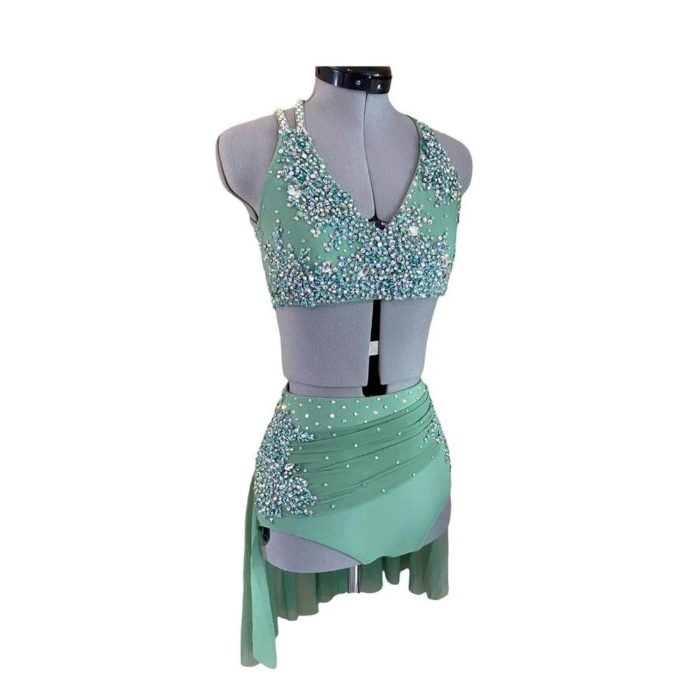 

Лирическое танцевальное платье LIUHUO для выступления, зеленая юбка с шестом, заводская настройка