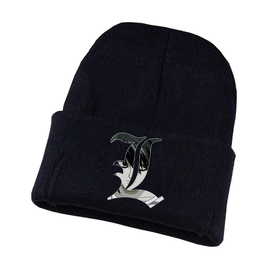 

Teenagers Cartoon Knitted Caps Women Men Skullcap Autumn Winter Elastic Beanies Cap For anime Death Note Knitted hat