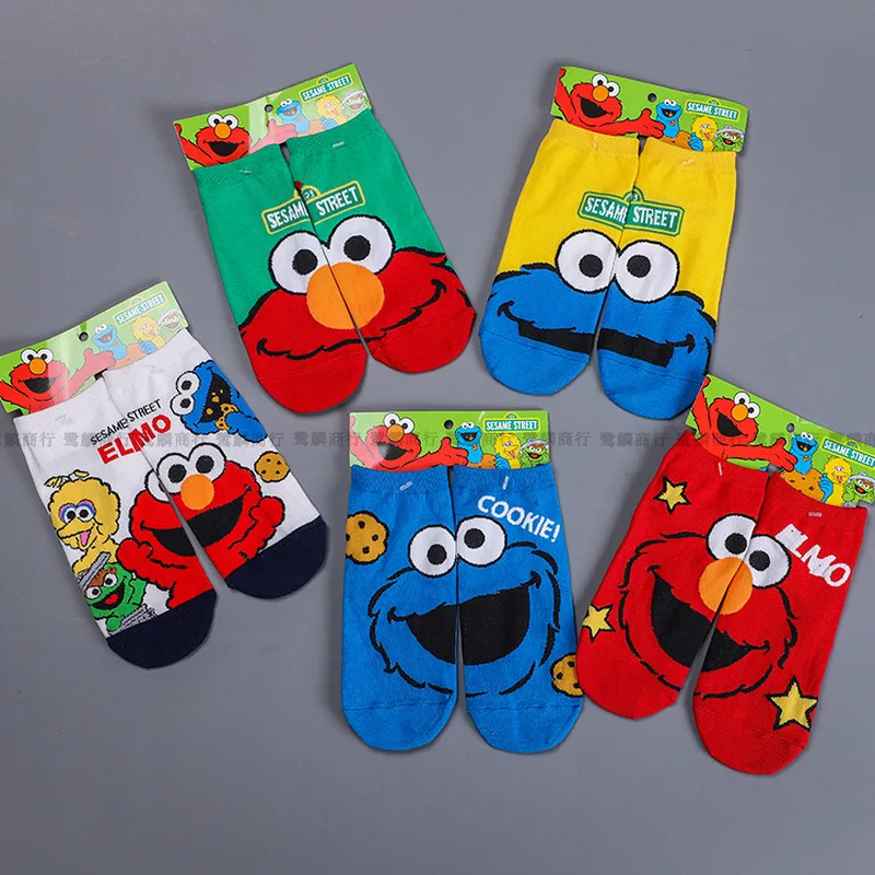 Sesame Street Socks Women Cartoon Cosplay Elmo Cookie Monster Fashion Novelty Funny Cute Sock Autumn Comfortable Cotton Party