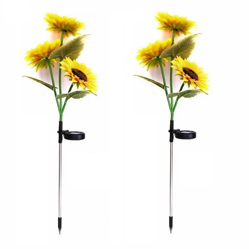

3 Head Sunflower Solar LED Outdoor Lights Waterproof Light Control Solar Powered