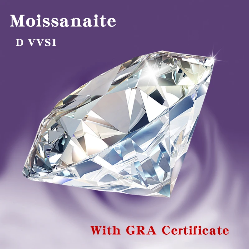 

0.1ct-10ct Lab Grown Moissanite Stone Diamond Real D Color Moissanite Round Brilliant Cut 3EX GRA Certification Loose Gemstones