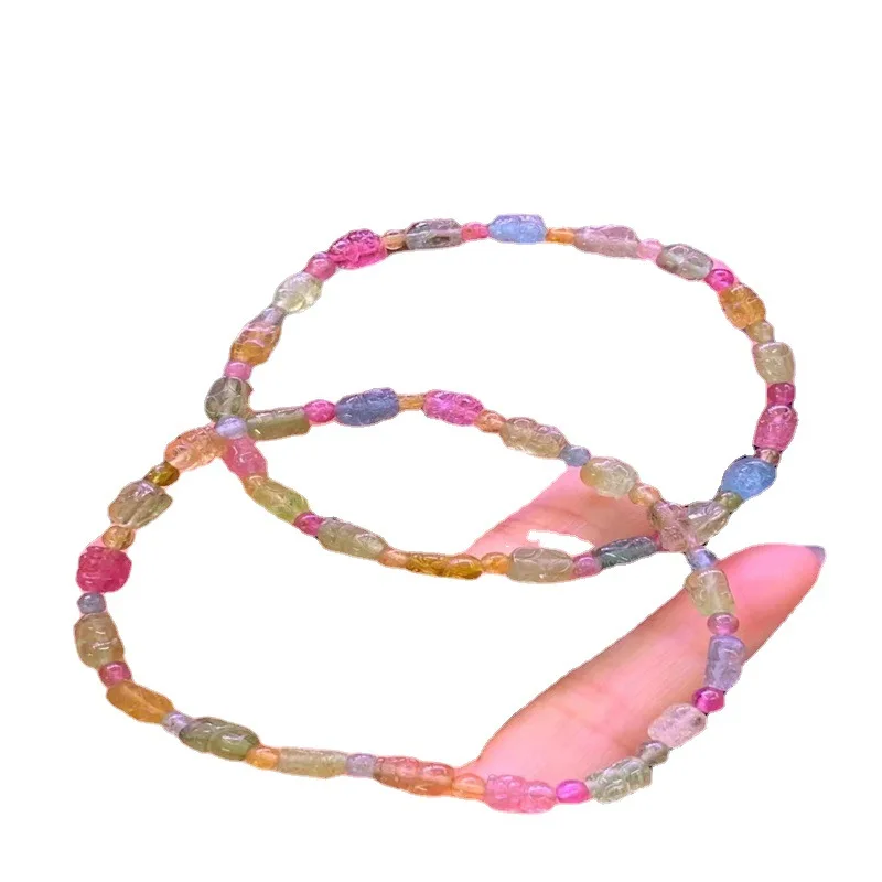 Браслет Pi Xiu из натурального турмалина женский простой прозрачный браслет Macaron