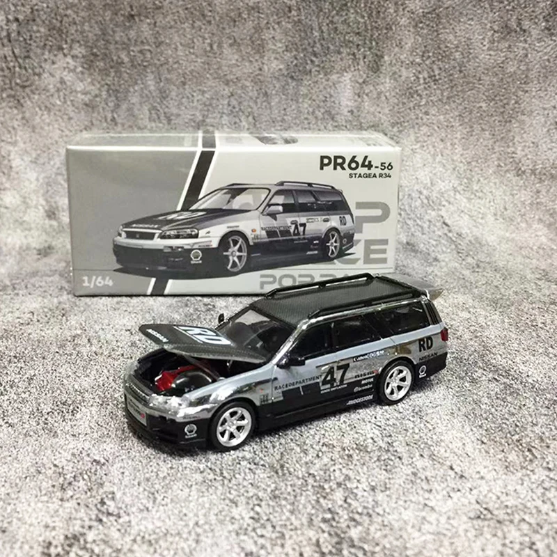 POPRACE 1:64 модель автомобиля Stagea сплав литой Открытый капюшон-хромированный