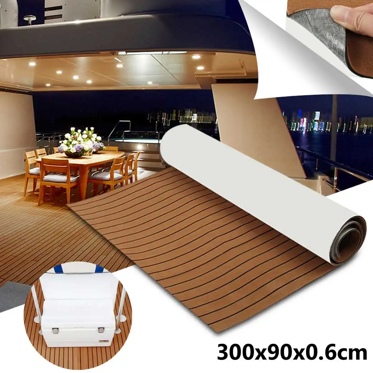 3000x900x6mm EVA Foam Boat Flooring Faux Teak Decking Sheet Pad For Yacht RV Floor Decor Mat Carpet Boat Accessories Marine