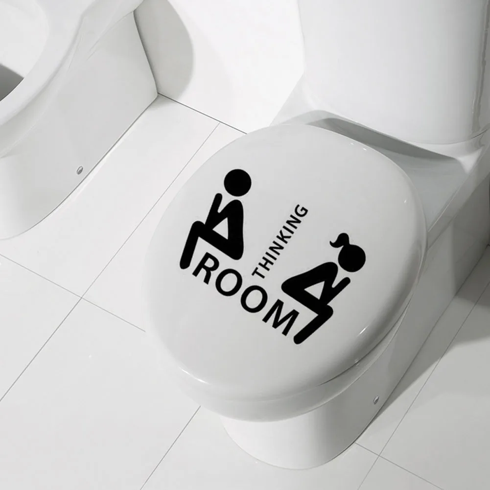 

10x7CM Toilet Cartoon Stickers Funny Sign Bathroom Sticker PVC Waterproof Transparent Removable Decoration DIY Vinyl Home Decor