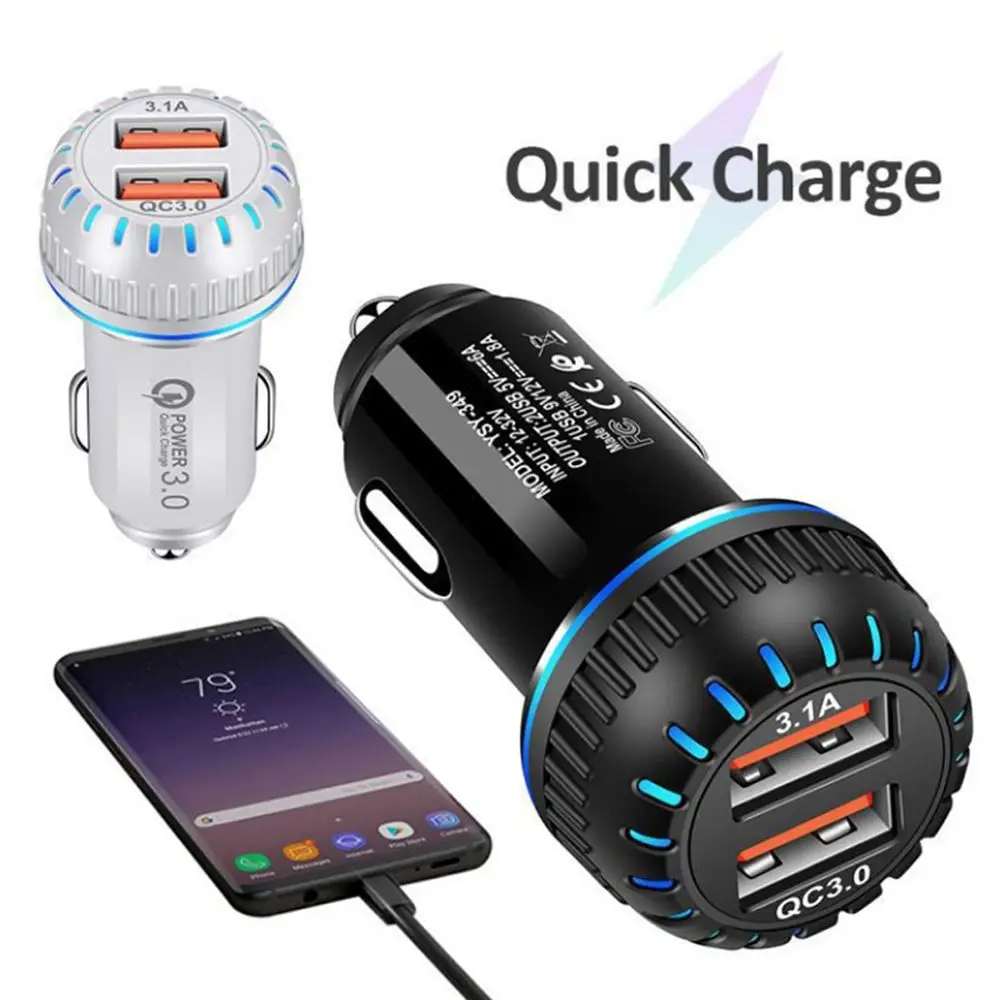 

High Quality QC3.0 Fast Charge Travel charger USB Car Charger 2 USB Port Car Quick Charger Phone Charger
