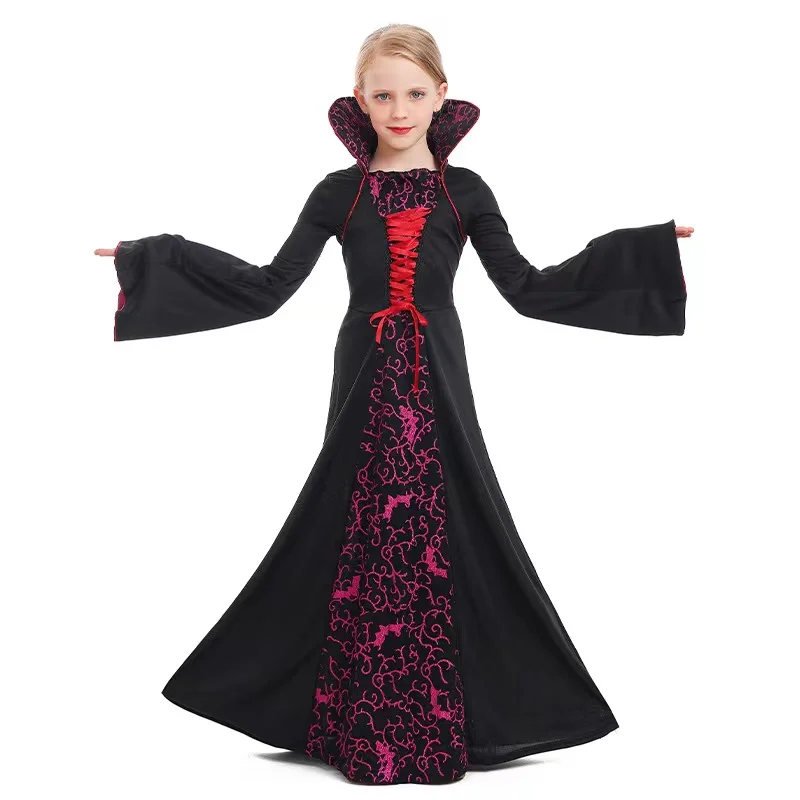

Магический халат в средневековом стиле для девочек, косплей вампира, детские костюмы на Хэллоуин, волшебная ведьма, карнавал, Пурим, ролевые игры Вечерние вечернее платье