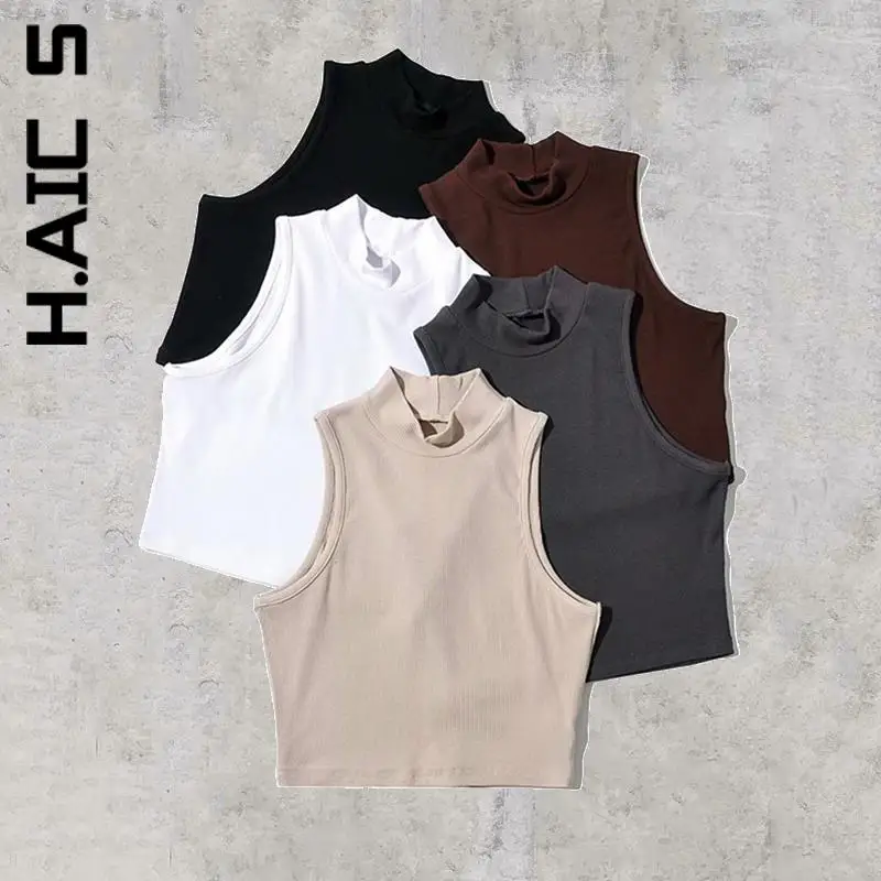 

H.Aic S Sexy Crop Top Women Casual Camis Women's Tank Top Bodycon Bustier Club Corset Top O Neck Sleeveless Clothes Camisole