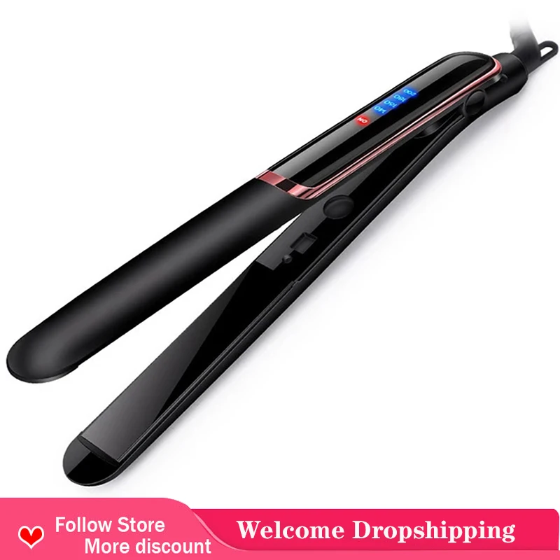

Portable 2 in 1 Hair Straightener Curler Flat Iron LCD Display Ceramic Coating Adjustable Temperature Styling Straightener