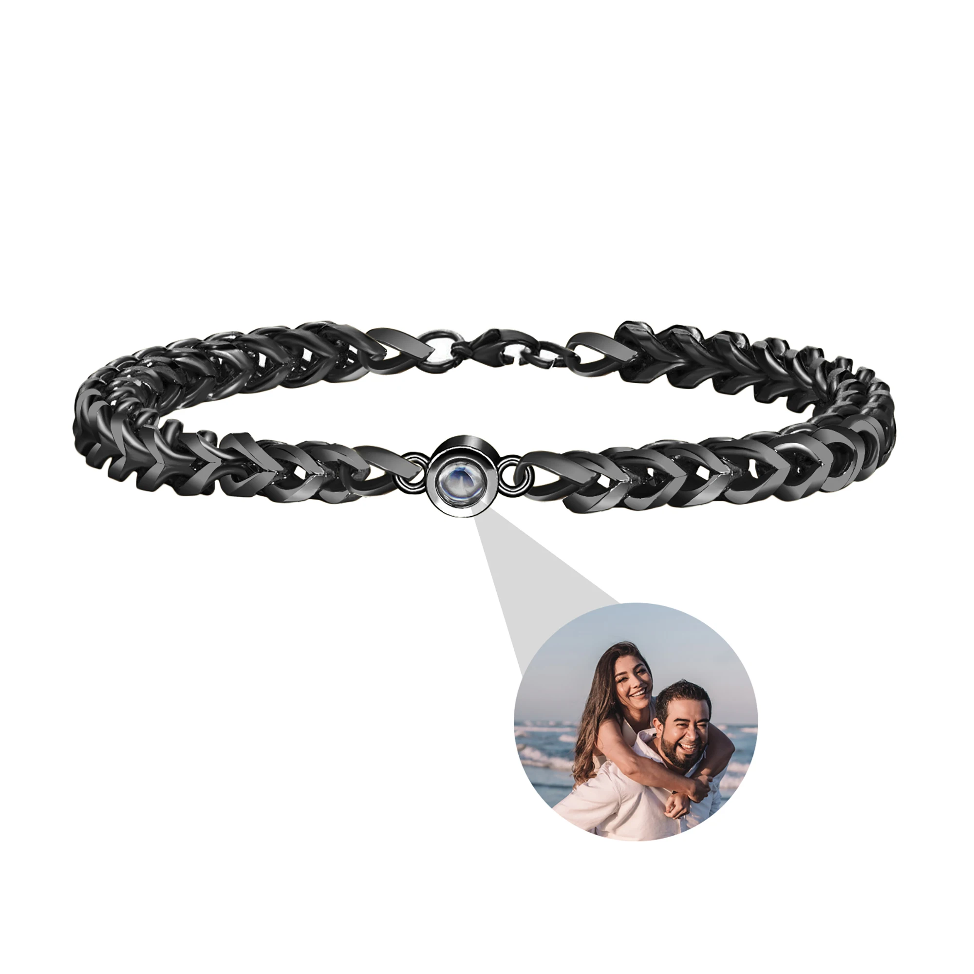 

Personalized Circle Photo Projection Bracelet Couples Christamas Day Gift Custom Jewelry Birthday Lover Family Keepsake